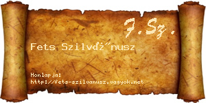 Fets Szilvánusz névjegykártya